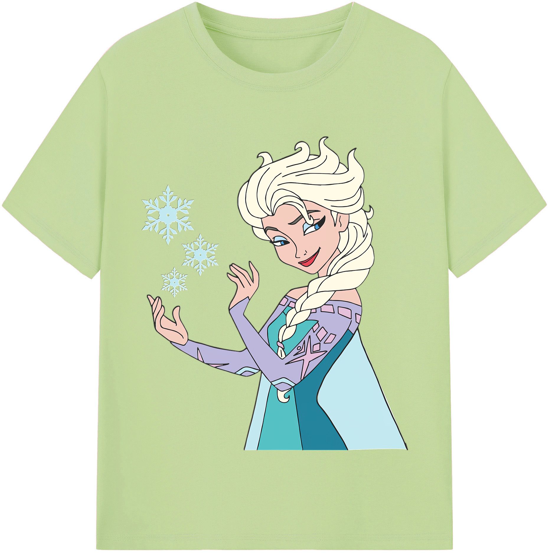 （画像用） アナと雪の女王 アンナ エルサ Frozen Anna Elsa 綿100％半袖Tシャツ（フロントプリント）